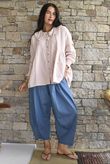 Annie Cushion Cotton Peter Pan Smock Blouse Antique Rose